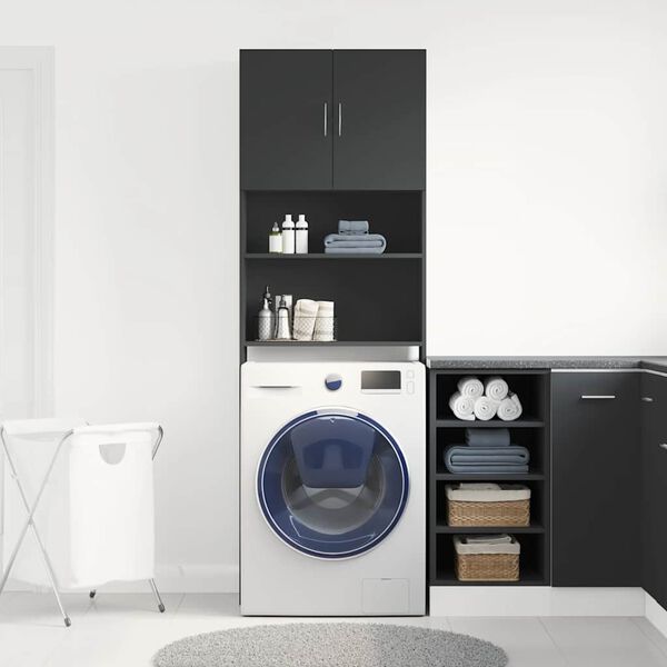 vidaXL Washing Machine Cabinet Black 25.2x9.4x74.8" Engineered Wood