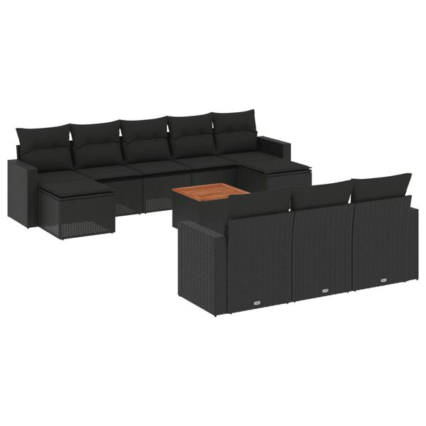 vidaXL Garden Sofa Set Black