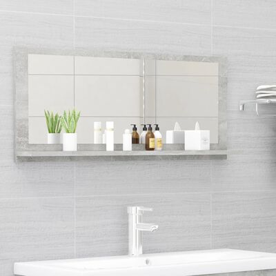 vidaXL Bathroom Mirror Concrete Gray 35.4"x4.1"x14.6" Chipboard