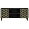 vidaXL TV Cabinet Black, Natural Brown Solid Mango Wood, Iron Medium