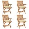 vidaXL Garden Chair Set of 4 Teak Teak wood Standard Foldable