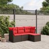 vidaXL 4 Piece Patio Sofa Set with Cushions Brown Poly Rattan