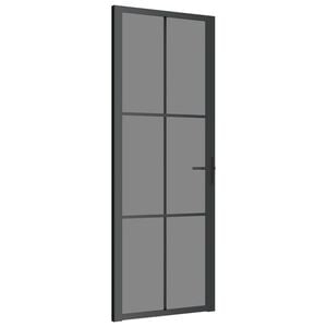 vidaXL Interior Door 29.9"x79.3" Black ESG Glass and Aluminum