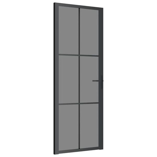 vidaXL Interior Door 29.9"x79.3" Black ESG Glass and Aluminum