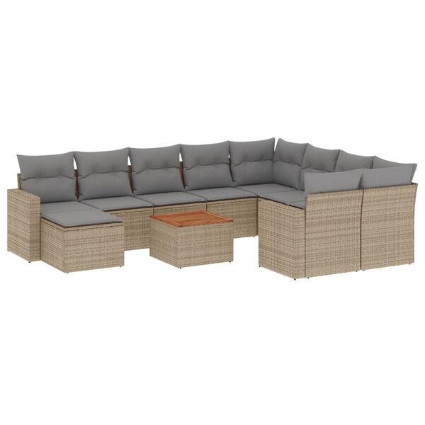 vidaXL Garden Sofa Set Beige, Light Grey