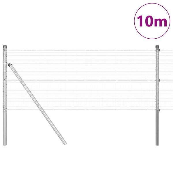 vidaXL Fence with Posts Silver 2.6'x 32.8'Steel