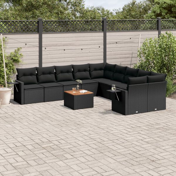 vidaXL Garden Sofa Set Black