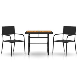 vidaXL Outdoor Dining Set Black PE rattan, steel, solid acacia wood