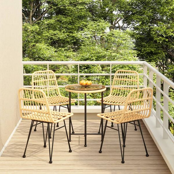 vidaXL Garden Dining Set Black Steel, tempered glass, polyethylene rattan