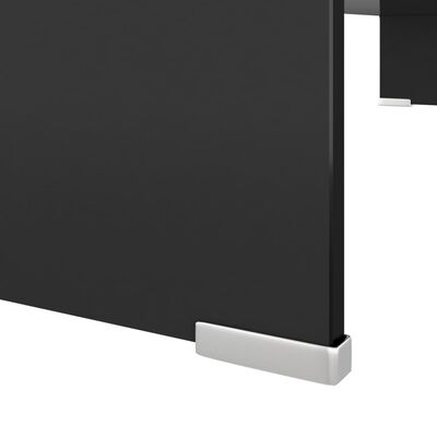 vidaXL TV Stand / Monitor Riser Glass Black 35.4"x11.8"x5.1"
