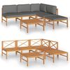 vidaXL Garden Lounge Set Grey Solid Teak wood Large Modular