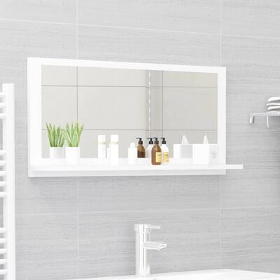 vidaXL Bathroom Mirror White 31.5"x4.1"x14.6" Chipboard