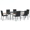 vidaXL 7 Piece Patio Dining Set Black Textilene and Steel
