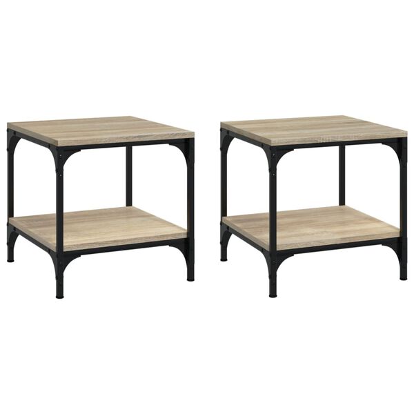 vidaXL Side Table Set of 2 Sonoma Oak Engineered wood and steel Small
