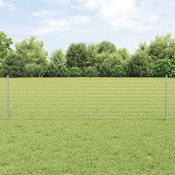 vidaXL Fence Posts Height Adjustable Manual 22 pcs Silver 39.4" Steel