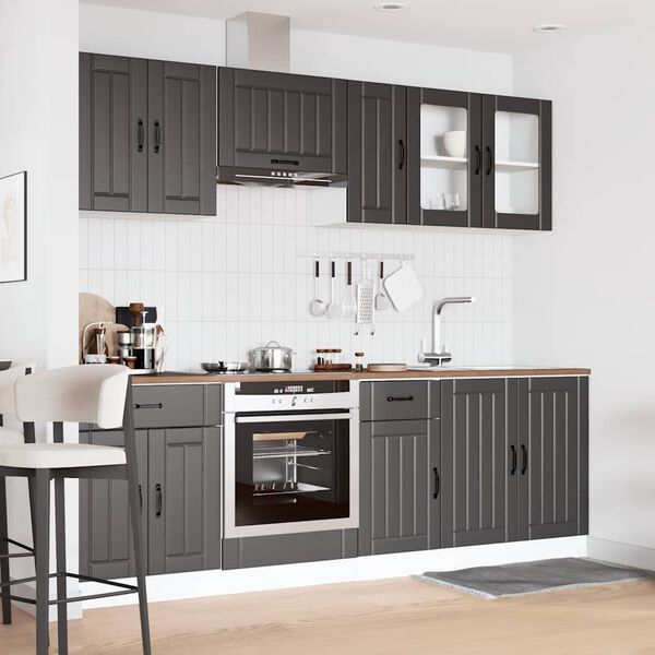 vidaXL Kitchen Cabinet Set Black Engineered wood and glass Various sizes