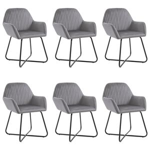 vidaXL Dining Chair Set of 6 Grey Velvet and Powder-Coated Steel