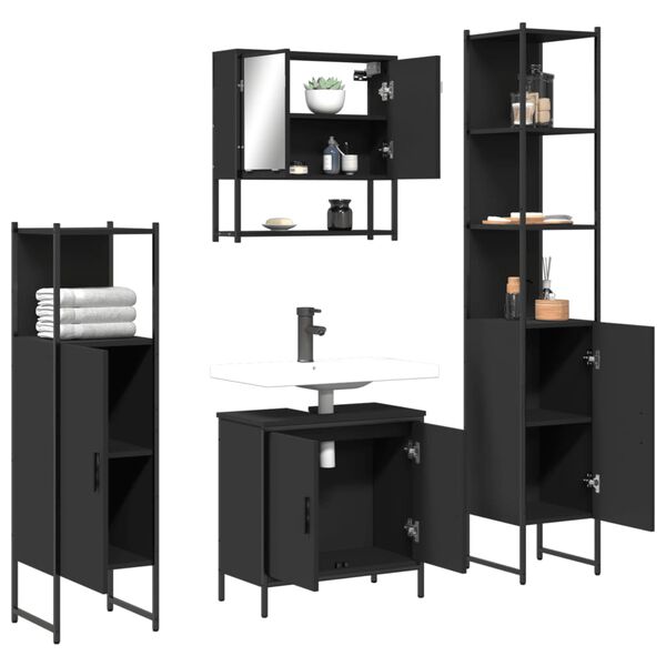 vidaXL Bathroom Furniture Set Black