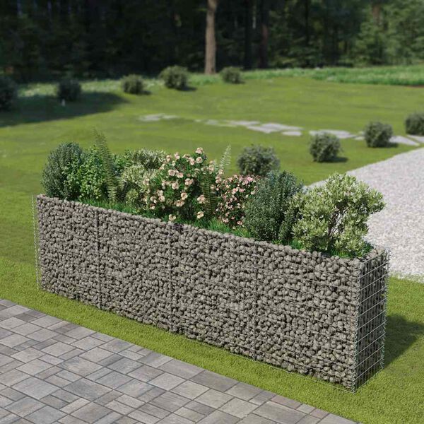vidaXL Gabion Raised Bed Silver Galvanized Steel Large