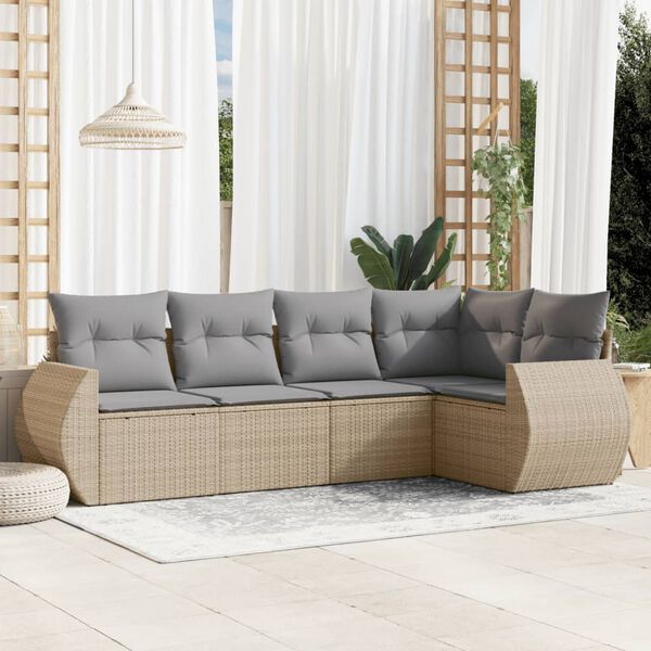 vidaXL Garden Sofa Set Beige, Light gray