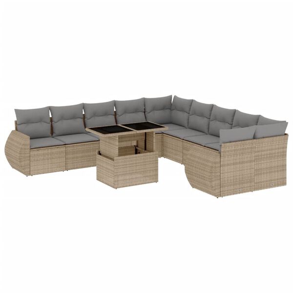 vidaXL Garden Sofa Set Beige, Light gray