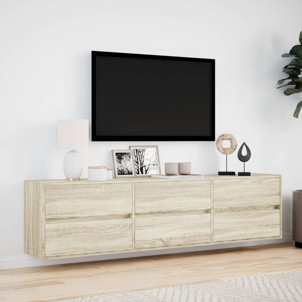 vidaXL TV Wall Cabinet Sonoma Oak Engineered Wood Medium TV Wall Cabinet