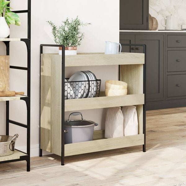 vidaXL Kitchen Trolley Sonoma Oak 27.6"x11.8"x32.3" Engineered Wood