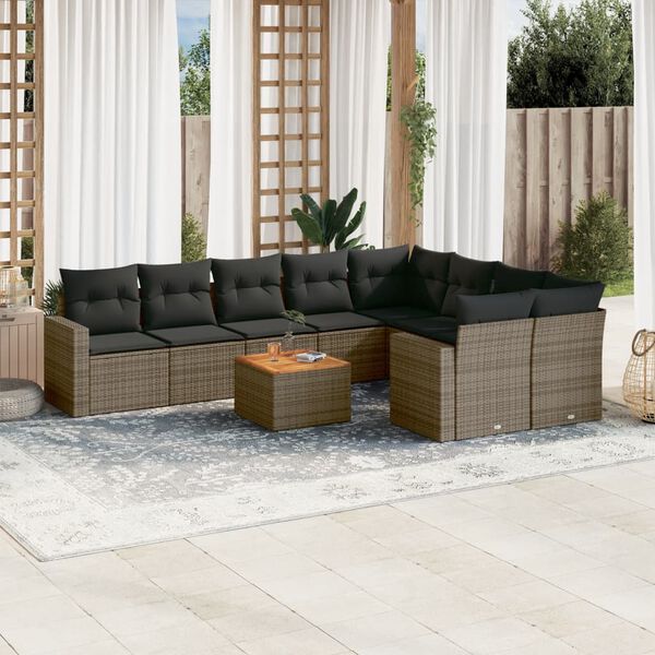 vidaXL Garden Sofa Set Grey PE rattan Large Modular Garden Sofa Set