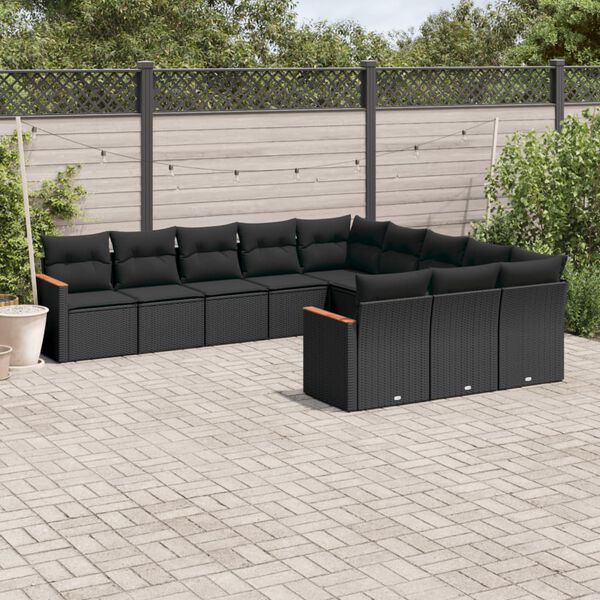 vidaXL Outdoor Sofa Set Black PE rattan Large Modular