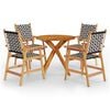 vidaXL Garden Dining Set Brown Solid acacia wood, poly rattan 5-piece set