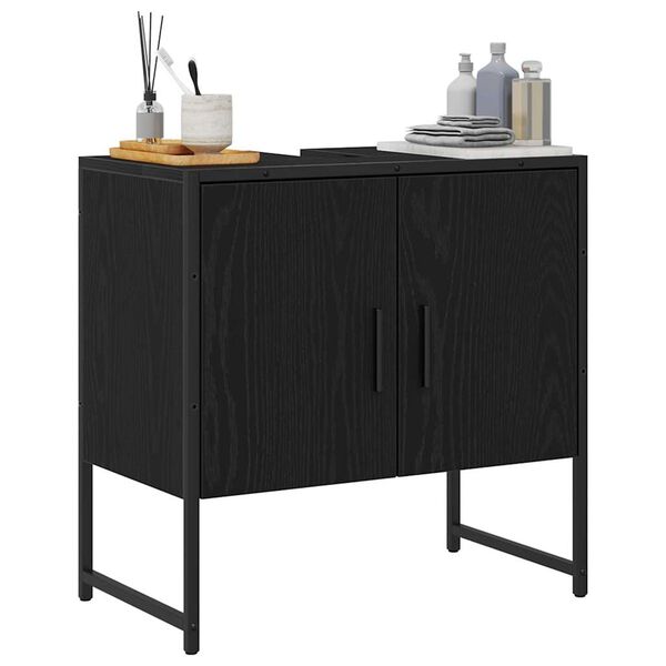 vidaXL Bathroom Sink Cabinet Black Oak 23.62 x 11.81 x 23.62 in