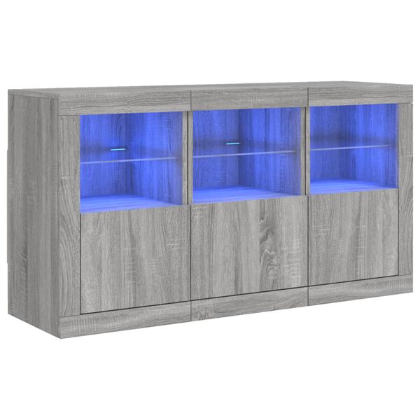 vidaXL Sideboard Grey Sonoma Engineered Wood, Glass Medium Sideboard