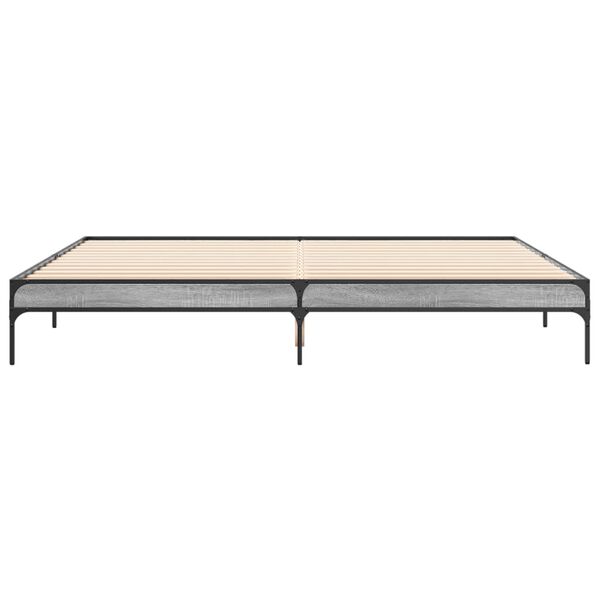 vidaXL Bed Frame Grey Sonoma Engineered wood, metal, plywood