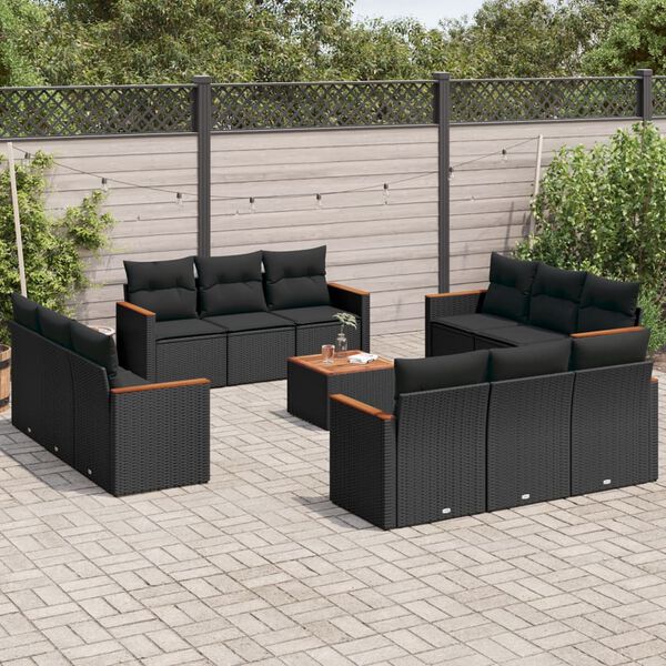 vidaXL Garden Sofa Set Black