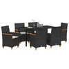 vidaXL Garden Dining Set 7 pcs Black Poly Rattan