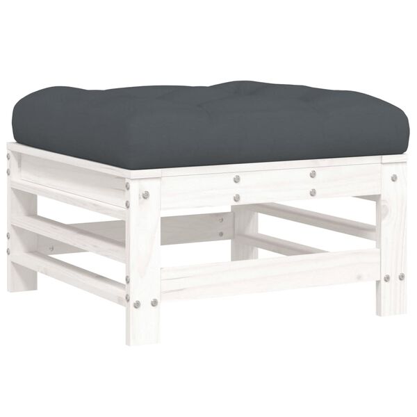 vidaXL Garden Footstool White, Anthracite