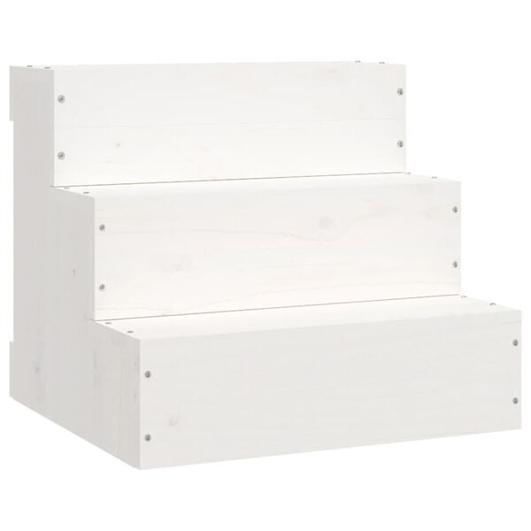 vidaXL Pet Stair White 15.7x14.8x13.8" Solid Wood Pine