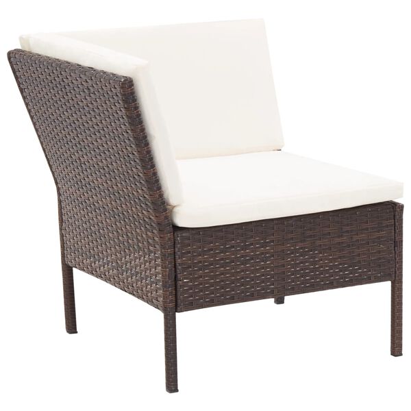 vidaXL Garden Lounge Set Brown PE Rattan Medium Modular