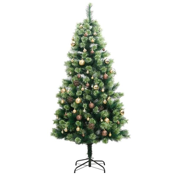 vidaXL Artificial Hinged Christmas Tree 300 LEDs & Ball Set 70.9"
