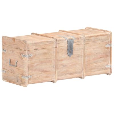 Three wooden chests from a side angle
