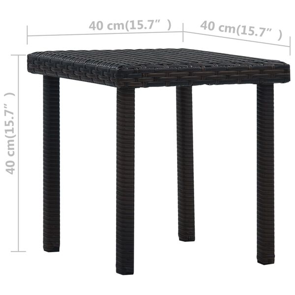 vidaXL Garden Table Brown Poly Rattan, Powder-Coated Steel Small Durable