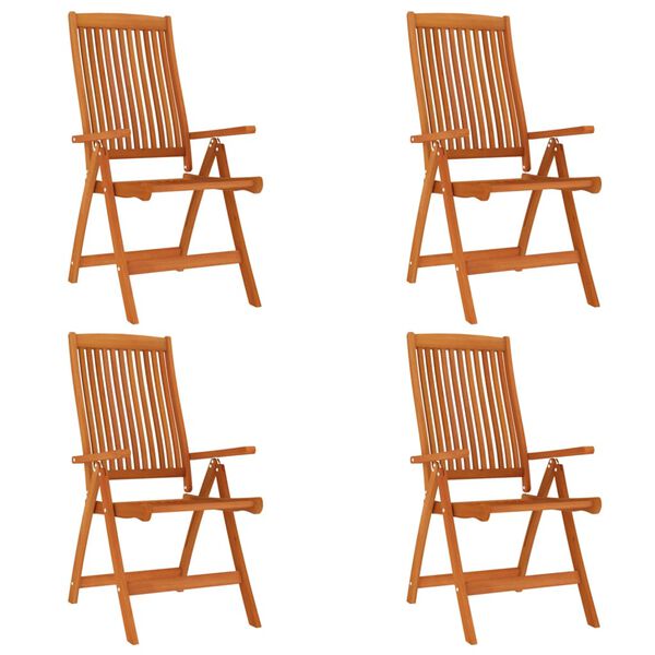 vidaXL Garden Chair Set of 4 Solid Wood Eucalyptus Wood with Oil Finish