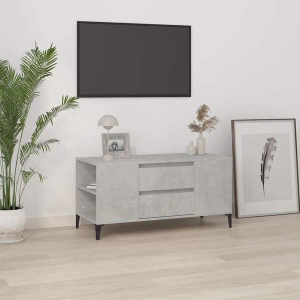 vidaXL TV Cabinet Concrete Grey Engineered Wood 40.2x17.5x19.7 in
