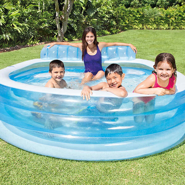 INTEX Inflatable Lounge Pool Blue and White Vinyl Family Size