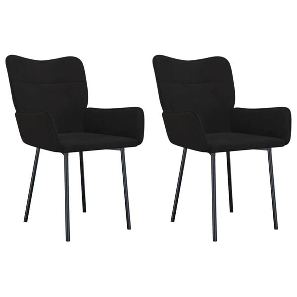 vidaXL Dining Chair Set of 2 Black Velvet (100% polyester), metal, plywood