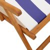 vidaXL Folding Beach Chair Blue and White Solid Wood Eucalyptus and Fabric