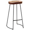 vidaXL Bar Set Dark Brown Solid Rough Mango Wood, Powder-Coated Iron