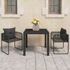vidaXL 3 Piece Patio Dining Set PVC Rattan Black