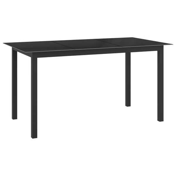 vidaXL Garden Table Black Aluminum Medium Durable Garden Table