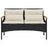 vidaXL Garden Bench Black PE rattan, powder-coated steel, solid acacia wood